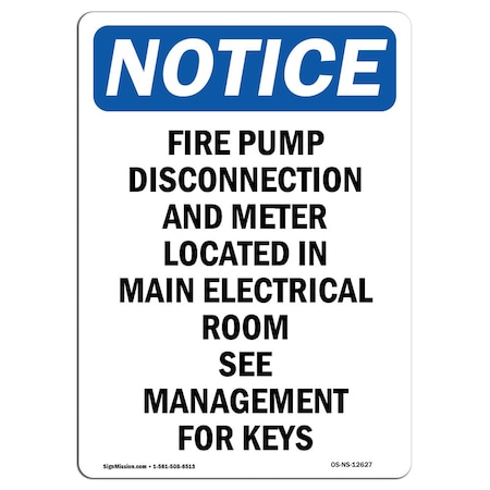 Signmission OSHA Sign, Fire Pump Disconnection And Meter, 5in X 3.5in Decal, 10PK, 3.5" W, 5" L, Portrait, PK10 OS-NS-D-35-V-12627-10PK